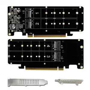 FOR 4Port M.2 NVME to PCI Express X16 4.0 Bifurcation Raid Controller M KEY NVME PCIE Split Card for 2230 2242 2260 2280 NVME M2 SSD FOR 4Port M.2 NVME to PCI Express X16 4.0 Bifurcation Raid Controller M KEY NVME PCIE Split Card for 2230 2242 2260 2280 NVME M2 SSD