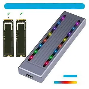 FOR Dual Protocol SSD Case NVME M.2 SATA SSD Enclosure RGB LED USB C 3.2 Gen2 NVMe NGFF 10G PCIe M2 SSD Portable External Box for PC FOR Dual Protocol SSD Case NVME M.2 SATA SSD Enclosure RGB LED USB C 3.2 Gen2 NVMe NGFF 10G PCIe M2 SSD Portable External Box for PC