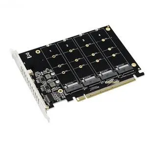 FOR NVME Raid Card PCI Express 4.0 X16 to 4 Port NVME Expansion Card Adapter 4x 32Gbps M.2 NVME SSD M Key PCI-E Split Card Riser FOR NVME Raid Card PCI Express 4.0 X16 to 4 Port NVME Expansion Card Adapter 4x 32Gbps M.2 NVME SSD M Key PCI-E Split Card Riser