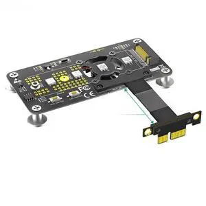 FOR 5CM M.2 NVME M-Key to PCI Express 3.0 X1 Extension Cable Riser Card with Cooling Fan RGB LED Magnetic Pad for 2230-2280 NVME SSD FOR 5CM M.2 NVME M-Key to PCI Express 3.0 X1 Extension Cable Riser Card with Cooling Fan RGB LED Magnetic Pad for 2230-2280 NVME SSD