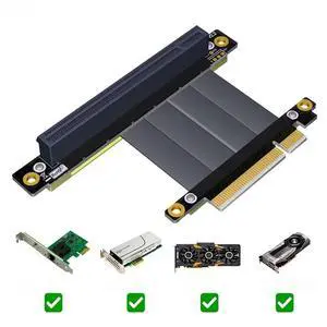 FOR PCI Express PCIe 3.0 x8 to x16 Riser Card Extension Cable 8Gbps High Speed PCI Express 16x Ribbon Extender 90 Degree Right Angle FOR PCI Express PCIe 3.0 x8 to x16 Riser Card Extension Cable 8Gbps High Speed PCI Express 16x Ribbon Extender 90 Degree Right Angle