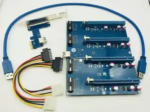 FOR PCI Express 1 to 4 Port PCI-E 1x Expansion Kit PCI Express Switch Multiplier HUB Riser Card PCIE x1 to x16 Adapter for FOR PCI Express 1 to 4 Port PCI-E 1x Expansion Kit PCI Express Switch Multiplier HUB Riser Card PCIE x1 to x16 Adapter for