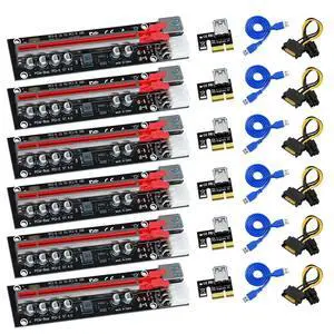 FOR 6PCS PCIE Riser for Video Card Graphic Card GPU 6 Pin Power PCI-E 16X Riser PCI Express X16 Adapter for FOR 6PCS PCIE Riser for Video Card Graphic Card GPU 6 Pin Power PCI-E 16X Riser PCI Express X16 Adapter for