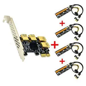 FOR Gold PCI-E Express 1x to 16x Riser Card USB 3.0 Adapter PCIE 1 to 4 Slot PCIe Port Multiplier Card for FOR Gold PCI-E Express 1x to 16x Riser Card USB 3.0 Adapter PCIE 1 to 4 Slot PCIe Port Multiplier Card for
