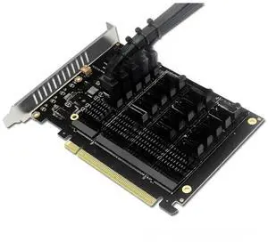 JMB585 PCI-E X16 Signal Split Array Card M.2 NVME 4 x Disks RAID Card Expansion PCIe 16x To SATA 20-Ports Extension Adapter Card