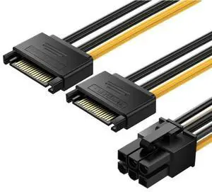 SATA15Pin to 6Pin Power Cable Video Card Power Adapter Cord Stable Power Supply Flame Resistant PVC Coating