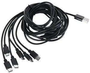 Portable 6 in 1 USB Charging Cable Cord Power Supply Wire Phones Headphones with USB 5Pin/Type C Output