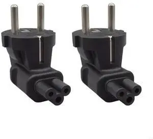 Standard EU4.8mm to IEC320-C5 Power Converters 1 in 1 Out Male to Female Adapters Connection Extenders Black 2Pcs