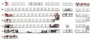 PBT Keycap DYE-SUB OEM Personalized Plum Blossom Finnish French German Cherry MX Switch Mechanical Keyboard 111 Keys