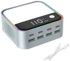 Digital Display 4xUSB and 4xType C Port Support PD100W Quick Charging Tablet Phones Decktop Charging Dock