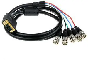 VGA To RGBHV Cord with 5 BNC Connection Coaxial Cable Male To Male Line Enhances Clear Display On HDTV Devices