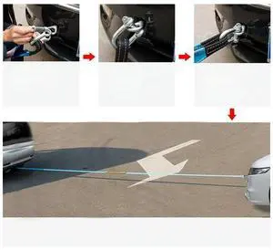 FOR Car Trailer Tow Rope Road Recovery Towing Cable with Reflective Strip Hooks 8 Tons 3 Meters