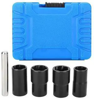 FOR 5Pcs Twist Socket Set Locking Wheel Nut Bolt Stud Extractor Removers 17mm 19mm 21mm 22mm Socket