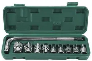 FOR 10pcs 1/2in Socket Set 9Size Carbon Steel Electroplating Anticorrosion Repairing Tool