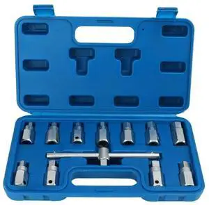 FOR 12 Pcs Drain Plug Key Socket Set Axle Oil Sump Spanner Wrench Steel Car Repair Tools for Engine Gear Box