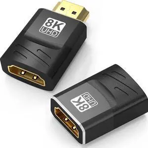 JAENFONG 2-Pack 8K HDMI 2.1 Female to Female Adapter, HDMI Male to Female Connector, HDMI Cable Coupler Support 8K@60Hz,4K@120Hz,HDR,eARC for HDMI Cable Extension, HDTV, Laptop, PC, Monitor, PS5 JAENFONG 2-Pack 8K HDMI 2.1 Female to Female Adapter, HDMI Male to Female Connector, HDMI Cable Coupler Support 8K@60Hz,4K@120Hz,HDR,eARC for HDMI Cable Extension, HDTV, Laptop, PC, Monitor, PS5