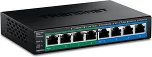 TRENDnet 8-Port Gigabit GREENnet PoE+ Switch, TPE-TG44G, 4 x Gigabit PoE/PoE+ Up to 30 W/Port, 4 x Gigabit, 61 W Power Budget, 16 Gbps Switch Capacity, Ethernet Unmanaged Switch