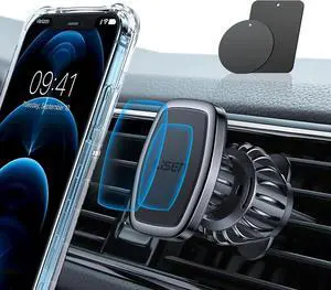 Magnetic Phone Holder for Car - Upgraded Clip Ultra 6 Strong Magnets Phone Magnets for Back of Phone Soporte de Telefono para carro for Galaxy S25 Ultra 4-6.7 inch Smartphones (Black)