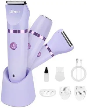 Ufree Bikini Trimmer Electric Razors for Women, Rechargeable Pubic Body Hair Trimmer Electric Shaver for Legs Body Hair, Bikini Shaver IPX7 Waterproof, Gifts for Women, Purple