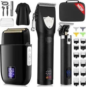 Suttik Professional Hair Clipper Set for Men, Barber Kit Clipper and Trimmer Set, Electric Foil Shavers for Men with Travel Case