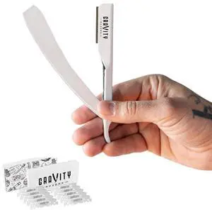 Professional Straight Razor - Ultra Exposed Straight Razor Kit with 10 Gravity Premium Blades, 2mm Exposed (Apollo13)