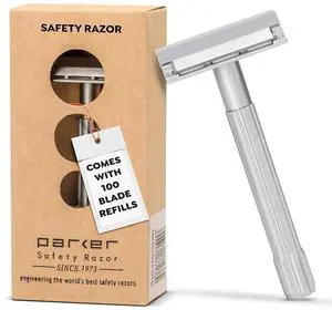 Parker Safety Razor, The SOLOEDGE  Single Edge Razor with Magnetic Head & 100 Platinum SE Blades  Precision Shaving, Reusable & Plastic-Free Razor for Men & Women