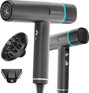 Diffuser Hair Dryer, Professional High Speed Portable Ionic Hair Blow Dryer with Diffuser for Women & Men, 3 Temps/2 Speeds, 6.56 Ft Cord, Best for Straight & Wavy Hair, for Home Travel, Black
