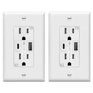 TOPGREENER USB Outlet Receptacle,36W Power Delivery Wall Outlet,White,2Pack TOPGREENER USB Outlet Receptacle,36W Power Delivery Wall Outlet,White,2Pack