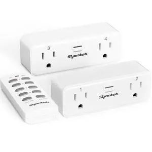Remote Control Outlet with 2 Independent Control Sockets, Wireless Remote Light Switch Set, Remote Outlet Plug Up to 100 FT Range, FCC Certified, 15A/1875W, White (2 Outlets + 1 Remote) Remote Control Outlet with 2 Independent Control Sockets, Wireless Remote Light Switch Set, Remote Outlet Plug Up to 100 FT Range, FCC Certified, 15A/1875W, White (2 Outlets + 1 Remote)