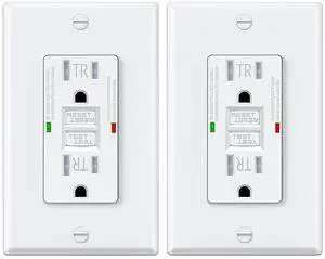 2 Pack 15 Amp GFCI Outlet GFI Electrical Outlet Tamper Resistant(TR) Self-Test GFI Receptacles with LED Indicator Decoration Wall Plates UL Listed White