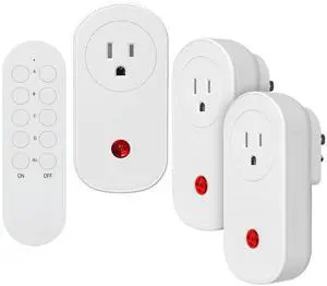 Remote Control Outlet, 15A Wireless Electrical Outlets Switch Plug for Christmas Lights, 130FT Long Range, Learning Code, FCC & ETL Listed, 3 Outlets + 1 Remote Remote Control Outlet, 15A Wireless Electrical Outlets Switch Plug for Christmas Lights, 130FT Long Range, Learning Code, FCC & ETL Listed, 3 Outlets + 1 Remote