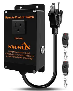 110V Wireless Remote Control, Dust Collector Starter Outlet Switch with 6FT Power Cord and Manual Switch, Remote Starter Switch with 2 Keys 50m Remote Control Range 110V Wireless Remote Control, Dust Collector Starter Outlet Switch with 6FT Power Cord and Manual Switch, Remote Starter Switch with 2 Keys 50m Remote Control Range