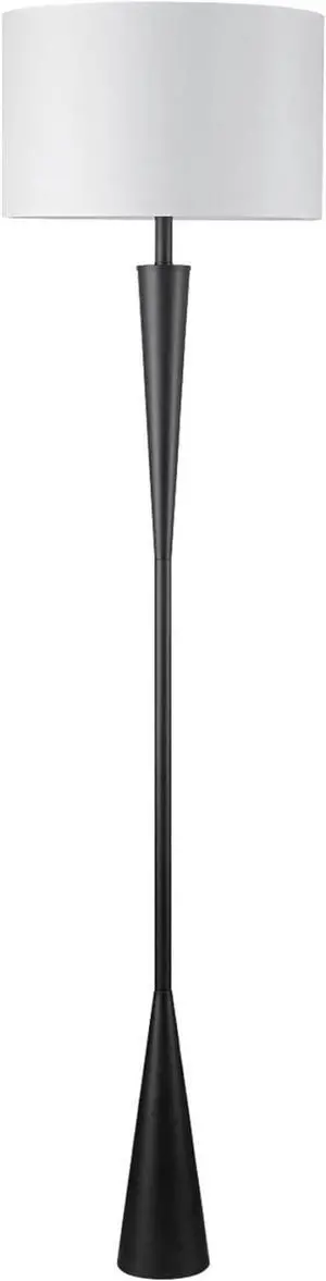 Globe Electric 67224 70" Floor Lamp, Matte Black Finish, White Fabric Shade, Modern Tapered Frame, E26 Base, Contemporary Living Room and Bedroom Lighting