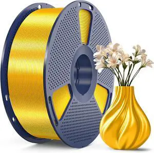 SUNLU 3D Printer Silk Filament,Shiny Silk PLA Filament 1.75mm, Smooth Silky Surface, Great Easy to Print for 3D Printers, Dimensional Accuracy +/- 0.02mm, Silk Light Gold 1KG