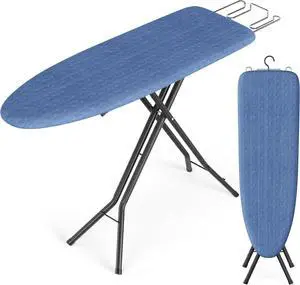 SONGMICS Ironing Board, Foldable Iron Board, Height Adjustable up to 35 Inches, with 4 Layered Cover and Pad, Iron Rest, Hook, Steel X-Legs, for Home, Laundry Room, Dorm, Midnight Blue ULLB001Q01 SONGMICS Ironing Board, Foldable Iron Board, Height Adjustable up to 35 Inches, with 4 Layered Cover and Pad, Iron Rest, Hook, Steel X-Legs, for Home, Laundry Room, Dorm, Midnight Blue ULLB001Q01