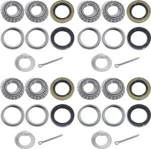 4 Sets for 1'' Axle Trailer Hub Bearings Kits, L44643 / L44610 Bearings Set with D-Style Tang Washers, 12192TB 15192TB Grease Seals, Cotter Pins for 2000-2200 lbs BT8 Straight Spindle 4 Sets for 1'' Axle Trailer Hub Bearings Kits, L44643 / L44610 Bearings Set with D-Style Tang Washers, 12192TB 15192TB Grease Seals, Cotter Pins for 2000-2200 lbs BT8 Straight Spindle