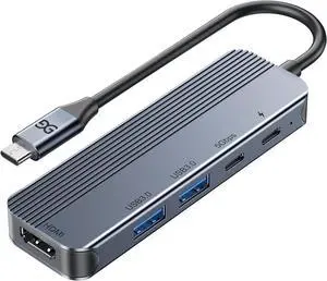 GUSGU USB C Hub with 4K HDMI (5-in-1 Gray), 2*USB 3.0, 5Gbps Type C Port, PD Charging 100W, Multiport Adapter for HP Laptop, MacBook Pro/Air, Dell Inspiron/XPS, Acer, Lenovo GUSGU USB C Hub with 4K HDMI (5-in-1 Gray), 2*USB 3.0, 5Gbps Type C Port, PD Charging 100W, Multiport Adapter for HP Laptop, MacBook Pro/Air, Dell Inspiron/XPS, Acer, Lenovo