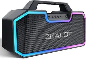 ZEALOT Bluetooth Speaker,80W Wireless Speakers with Dual Paring,IPX7 Waterproof Speaker with 16,000MAh Big Battery,40H Playtime,Stereo,Party, Beach Portable