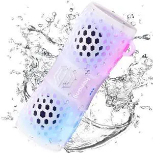 HEYSONG Bluetooth Speaker, Portable Waterproof Shower Speakers with Lights, IPX7 Waterproof, Loud Sound, Floating, Travel Speakers for Pool, Beach, Kayak, Bike, Gifts for Men, Women, Teen