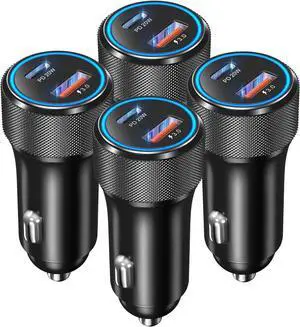 USB C Car Charger 4-Pack 36W Dual USB PD3.0&QC3.0 Fast Charging Phone Car Chargers 12v Cigarette Lighter Adapter Compatible for iPhone 16 15 14 13 Pro Max  Galaxy S25 S24 A35 Pixel 9