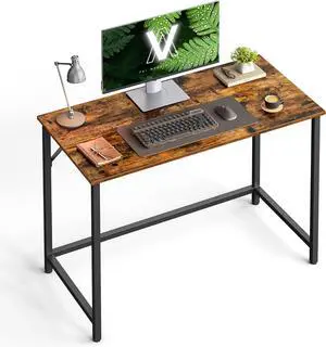 VASAGLE Computer Desk, Gaming Desk, Home Office Desk, for Small Spaces, 19.7 x 39.4 x 29.9 Inches, Industrial Style, Metal Frame, Rustic Brown and Black ULWD41X