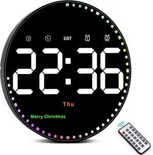 SZELAM Digital Wall Clock,10" Digital Clock Large Display with Remote Control,Adjustable Brightness, Calendar, Temperature, 12/24 H, for Living Room Office Bedroom Elderly Adults