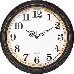 Large Wall Clock 16 Inch Silent Non-Ticking Vintage Wall Clocks Battery Operated for Living Room Office School (Bronze)