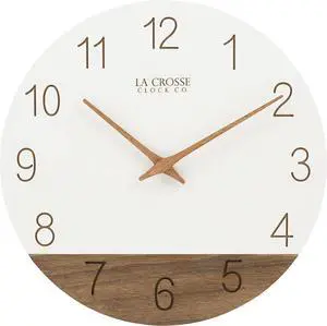 La Crosse Technology 12" Sierra Wood Quartz Analog Wall Clock - White - 404-3630B
