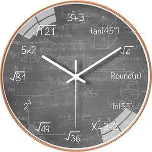 12 Inch Math Wall Clock Silent Non Ticking Movement Quality Quartz Wall Clock for Home/Kitchen/Office/Classroom/School/Living Room Wall Decorations