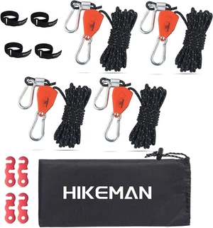 Hikeman Camping Rope with Ratchet Pulley,Quick Setup Outdoor Guy Lines Adjustable Tent Tie Downs Rope Hanger for Canopy,Kayak and Canoe,Grow Light (4PCS,Black) Hikeman Camping Rope with Ratchet Pulley,Quick Setup Outdoor Guy Lines Adjustable Tent Tie Downs Rope Hanger for Canopy,Kayak and Canoe,Grow Light (4PCS,Black)