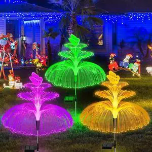 WEITEXS Solar Garden Lights 3 Pack New Upgraded Solar Lights Outdoor Waterproof 3 Layers 7 Color Changing Jellyfish Butterfly Decorations for Garden Yard Gifts for Women WEITEXS Solar Garden Lights 3 Pack New Upgraded Solar Lights Outdoor Waterproof 3 Layers 7 Color Changing Jellyfish Butterfly Decorations for Garden Yard Gifts for Women