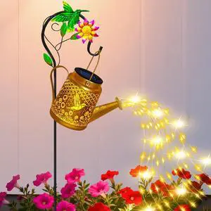 Solar Garden Lights Outdoor Decor, Hummingbird Watering Can Solar Lantern Solar Garden Lights Outdoor Decor, Hummingbird Watering Can Solar Lantern