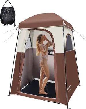 KingCamp Camping Shower Tent, Portable Outdoor Privacy Toilet & Changing Tent Windproof & Waterproof Easy Setup Shelter with Shower Bag for Camping Hiking Beach KingCamp Camping Shower Tent, Portable Outdoor Privacy Toilet & Changing Tent Windproof & Waterproof Easy Setup Shelter with Shower Bag for Camping Hiking Beach