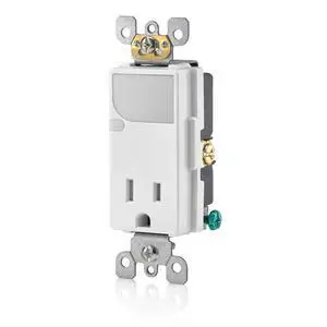 Leviton 15-Amp 125V AC Combination Decora Tamper Resistant Receptacle with LED Guide Light, T6525-W, White Leviton 15-Amp 125V AC Combination Decora Tamper Resistant Receptacle with LED Guide Light, T6525-W, White